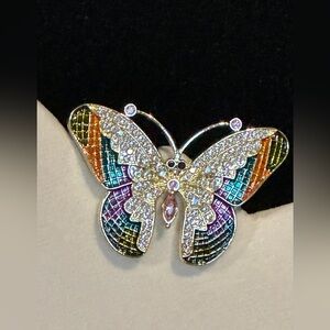 Elegant Multicolor Butterfly Brooch